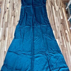 Ginia Teal Satin Dress